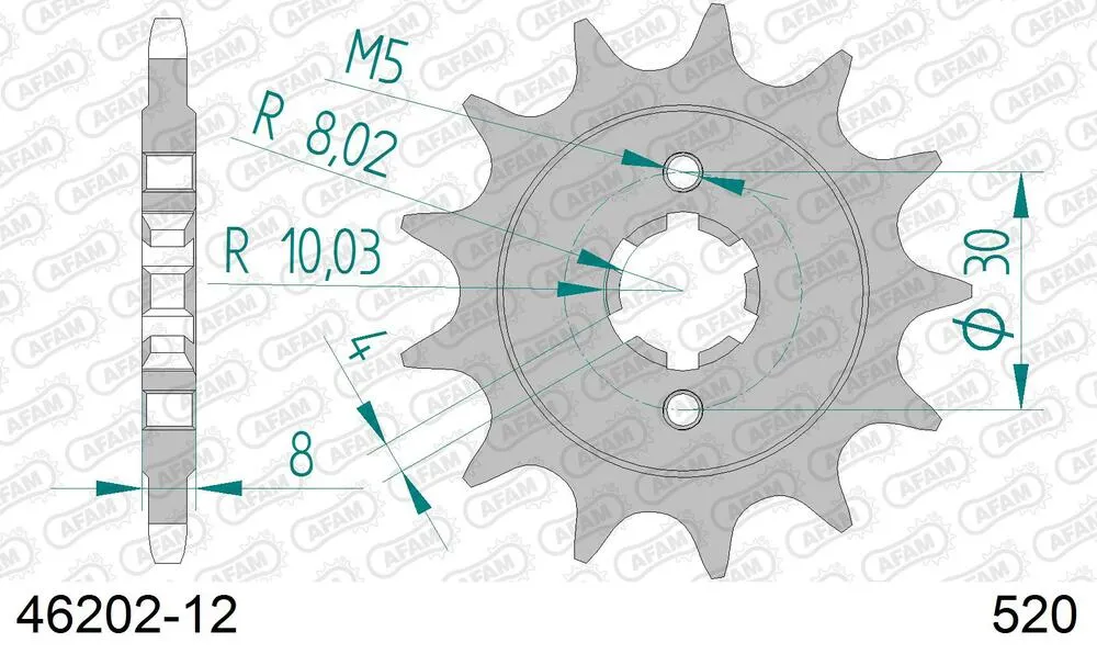 AFAM Kettensatz Aluminium 520 MR2-G 12x50 - Cagiva WMX 125 1989-92 - 04513806