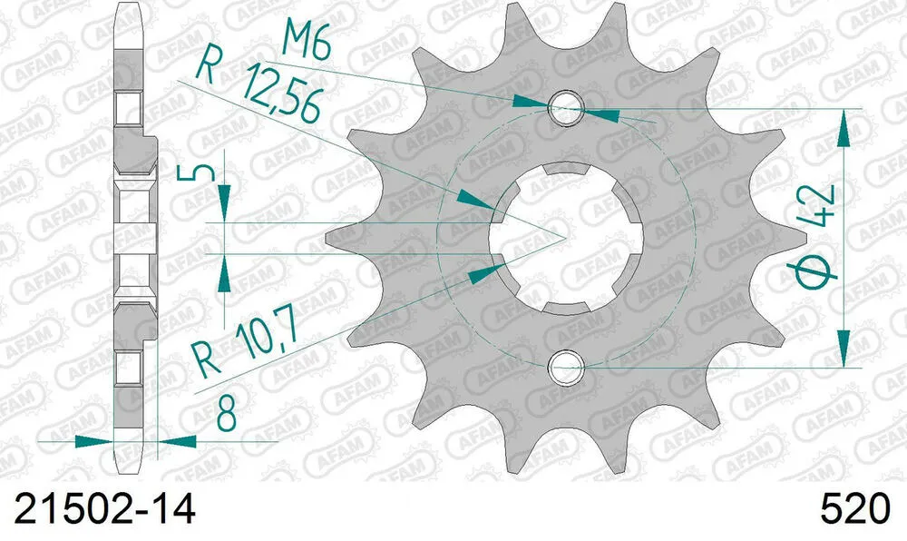 21502-14 AFAM Kettensatz Stahl 520 XRR3-G 14x50 - Yamaha TT 350 1985-97 - 01235750