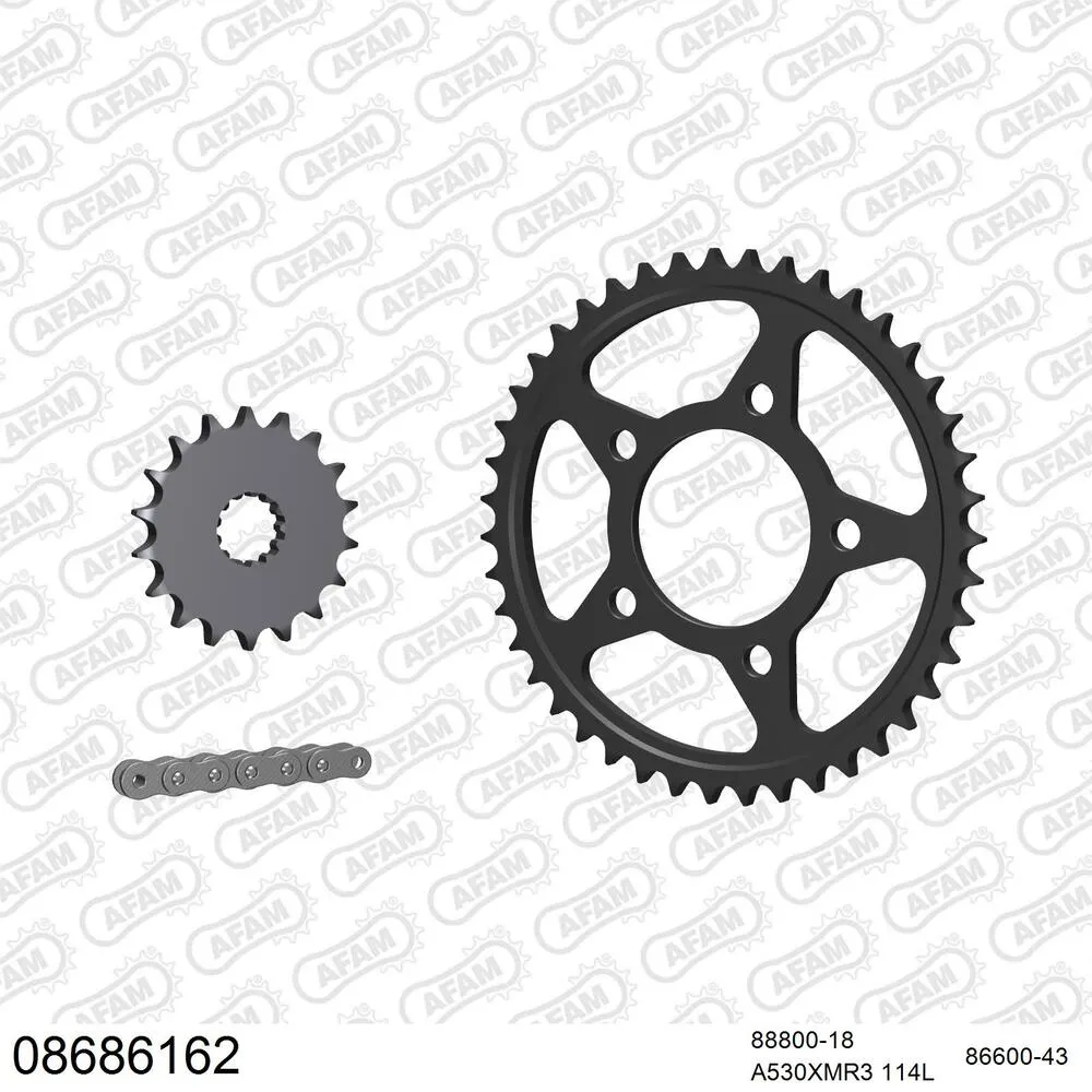 08686162 AFAM Kettensatz Stahl 530 XMR3 18x43 - Triumph Adventurer 900 1998-01 - 08686162