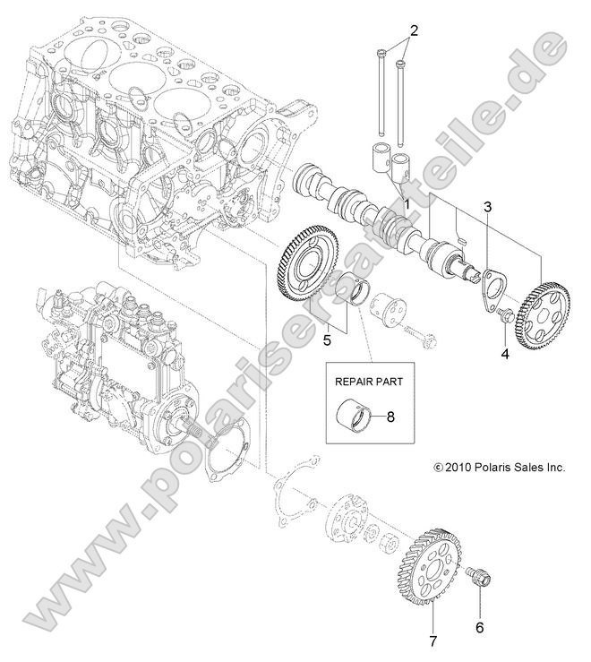 Engine, Camshaft and Driving Gear