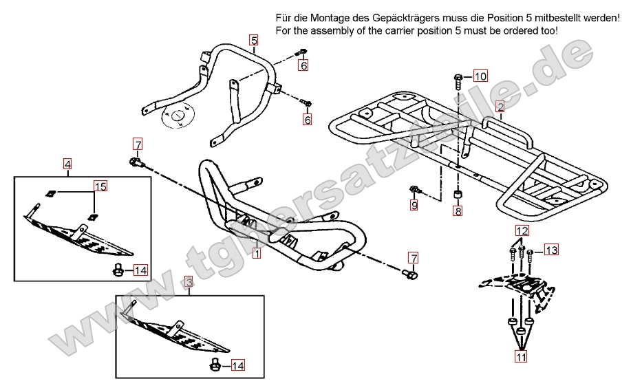Stoßstange vorne - Gepäckträger hinten