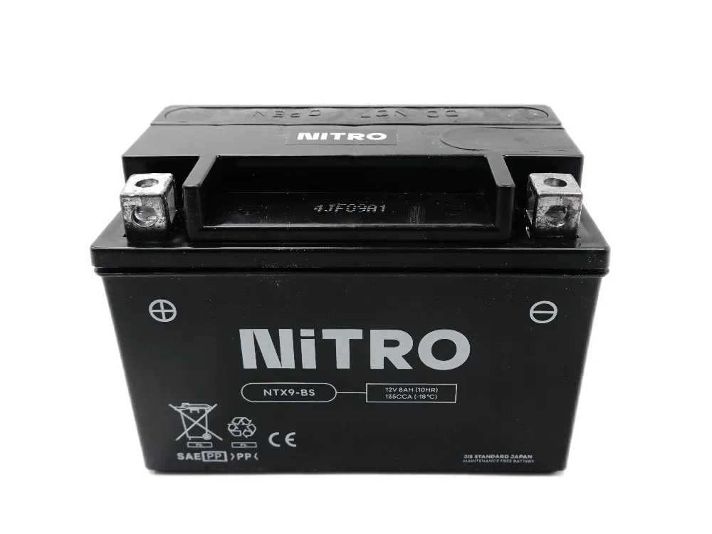 Nitro NTX9-BS AGM Batterie 12V 8AH - Einbaufertig (YTX9-BS FTX9-BS)