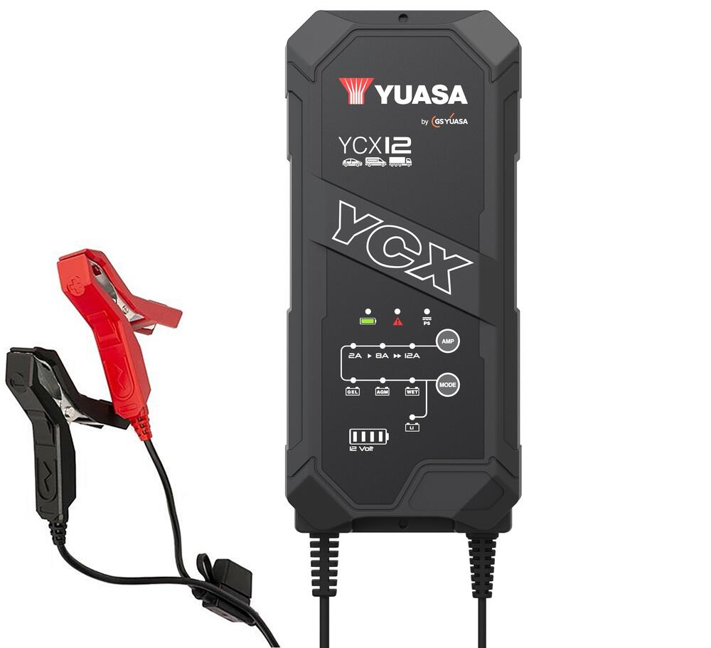 Yuasa_YCX12_Batterieladegeraet_12V_12A_fuer_Blei_Saeure___Lithium_Batterie_mit_Klemmen Yuasa YCX12 Batterieladegerät 12V 12A für Blei-Säure + Lithium Batterie