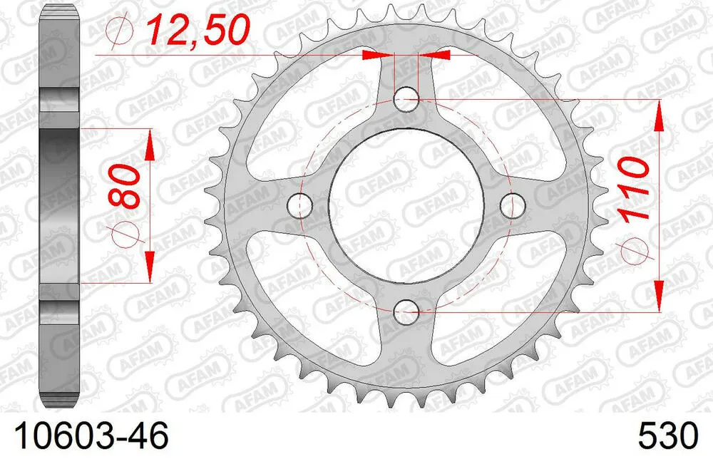 10603-46 AFAM Kettensatz Stahl 530 XMR3 18x46 - Honda CB 750 K 1980-81 - 01077203