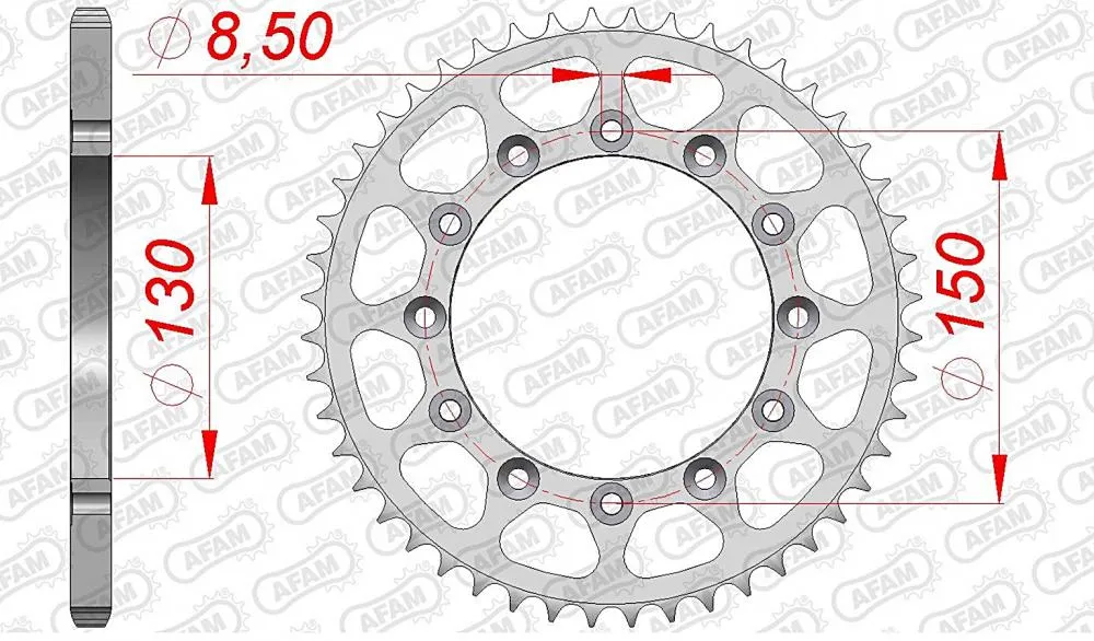 afam_kettenrad_hinten_12323 AFAM Kettensatz Stahl 520 MX4-G 13x49 - Yamaha YZ 250 F 2005-08