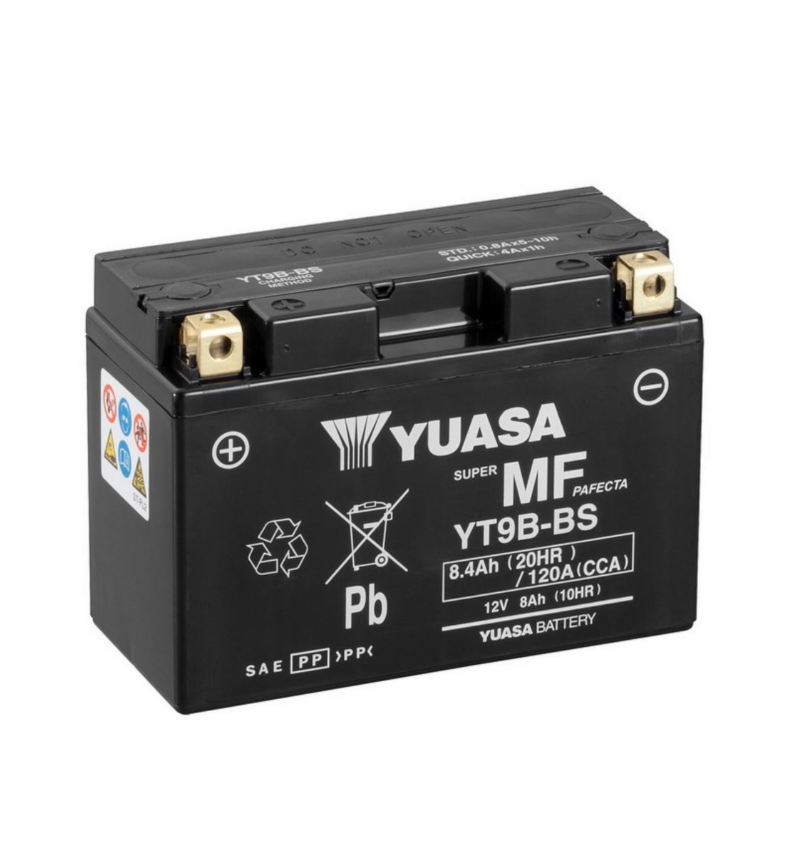 Yuasa YT9B / YT9B-BS AGM Batterie 12V 8AH - Einbaufertig (YT9B-4 NT9B-4)