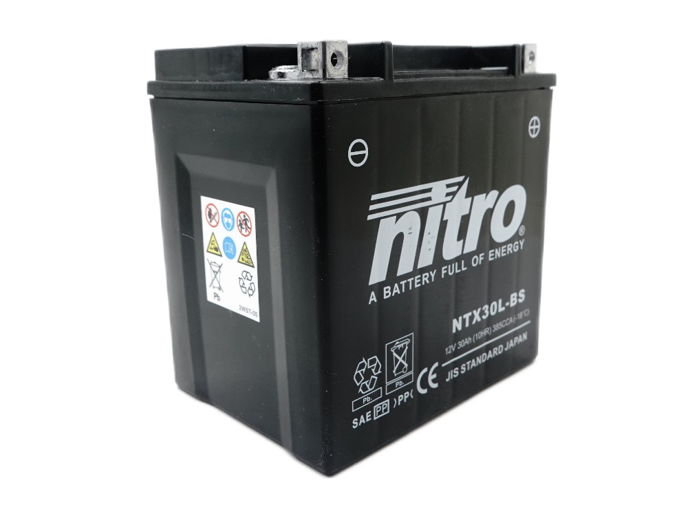 Nitro NTX30L-BS AGM Batterie 12V 30AH - Einbaufertig (YTX30L-BS YB30L-B)