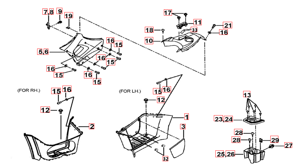 Fußstützen-Tankabdeckung rot