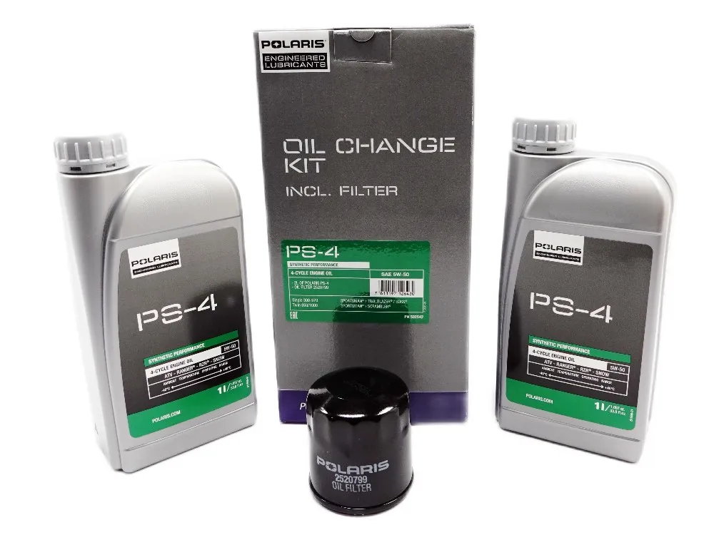 Polaris Ölwechselkit Sportsman / Scrambler - 2x PS-4 Motoröl 1 Liter + Ölfilter 2520799 - 502542