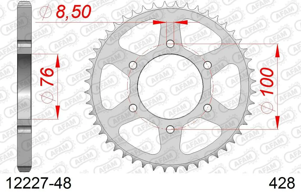 12227-48 AFAM Kettensatz Stahl 428 XMR2-G 14x48 - Yamaha MT 125 2015-19 - 01213200