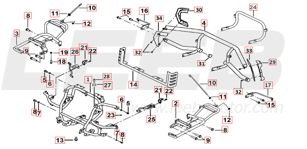 Sturzbügel vo. u. hi. - Fußstützen