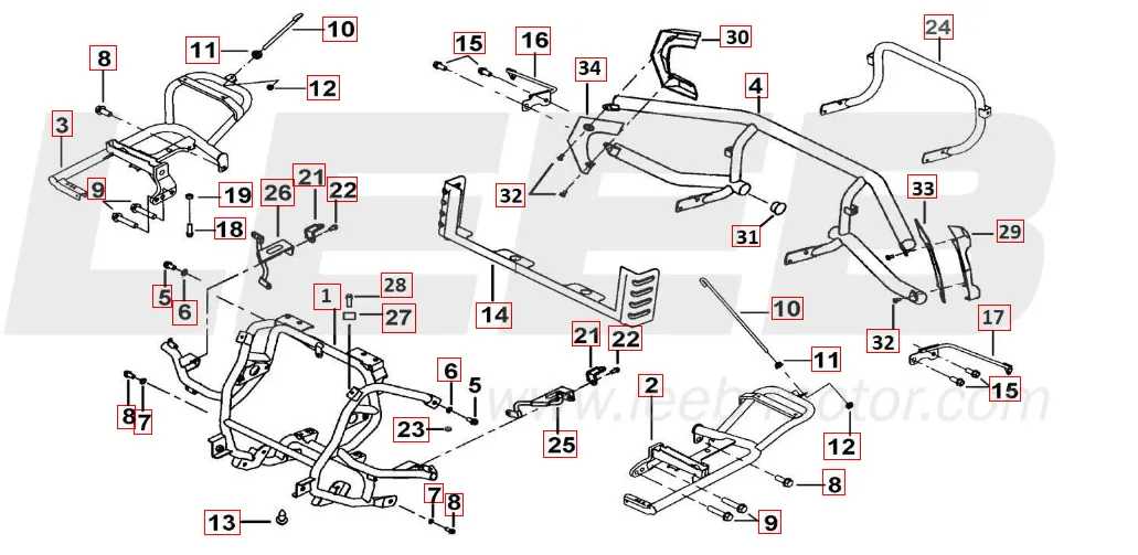 Sturzbügel vo. u. hi. - Fußstützen