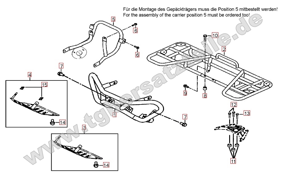 Stoßstange vorne - Gepäckträger hinten