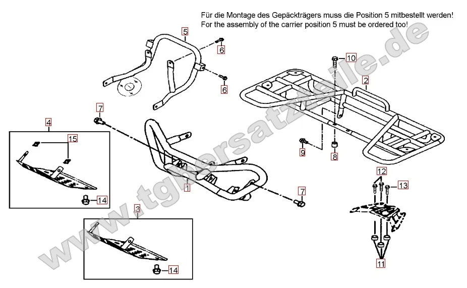 Stoßstange vorne - Gepäckträger hinten