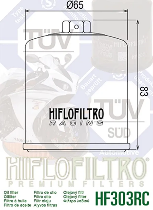 Hiflofiltro_Oelfilter_HF303_RC_Technische_Daten Hiflofiltro Racing Ölfilter Hiflo HF303RC Yamaha YXR 450 660 Rhino