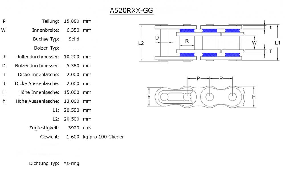 AFAM Ketten Nietschloß MRS A520RXX-GG gold