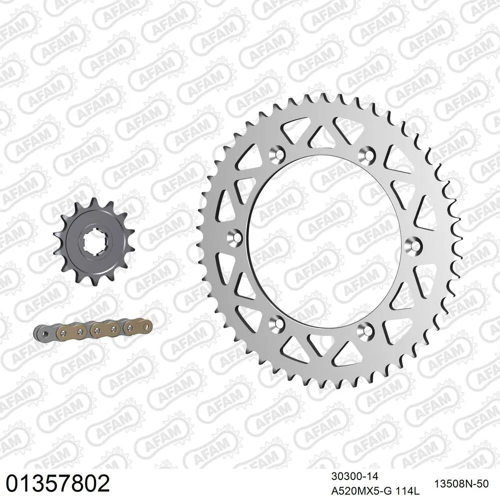 01357802 AFAM Kettensatz Aluminium 520 MX6-GG 14x50 - Yamaha YZ 490 1984-90 - 01357802