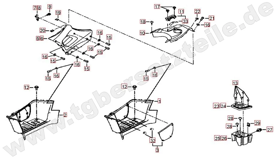 Fussstützen und Tankabdeckung