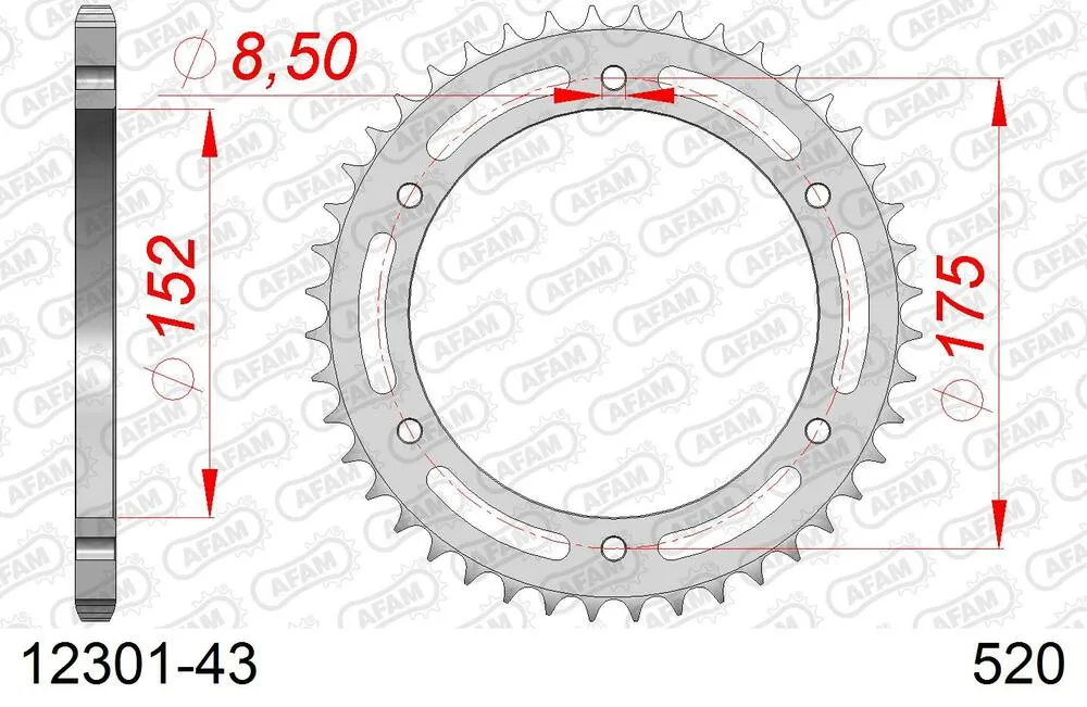 12301-43 AFAM Kettensatz Stahl 520 XLR2 13x43 - Yamaha DT 200 R 1988-95 - 01221600