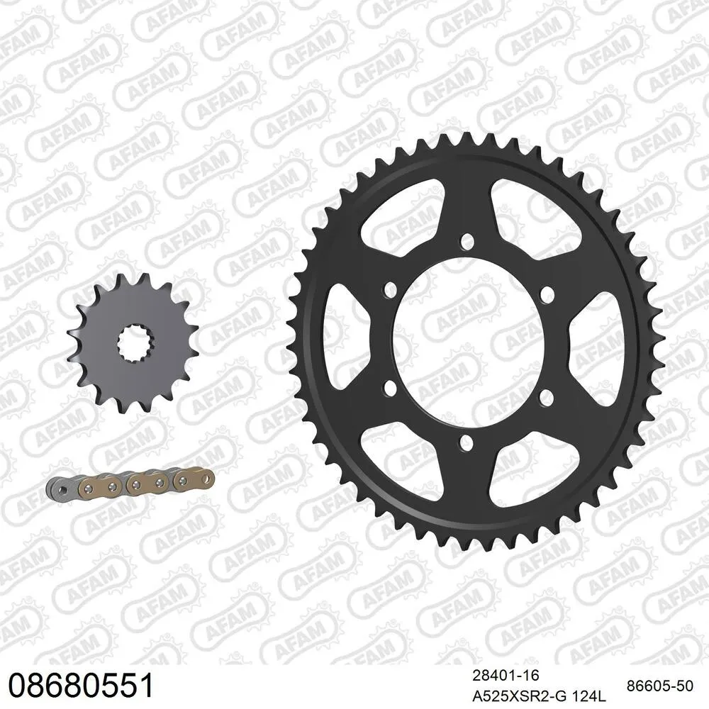 AFAM Kettensatz Stahl 525 XSR2-G 16x50 - Triumph Tiger 800 XC 2011-20 - 08680551