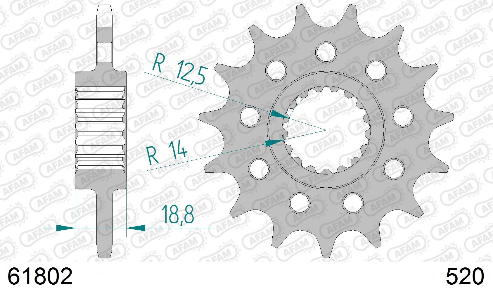 AFAM Ritzel / Kettenrad vorne - 520 - 61802