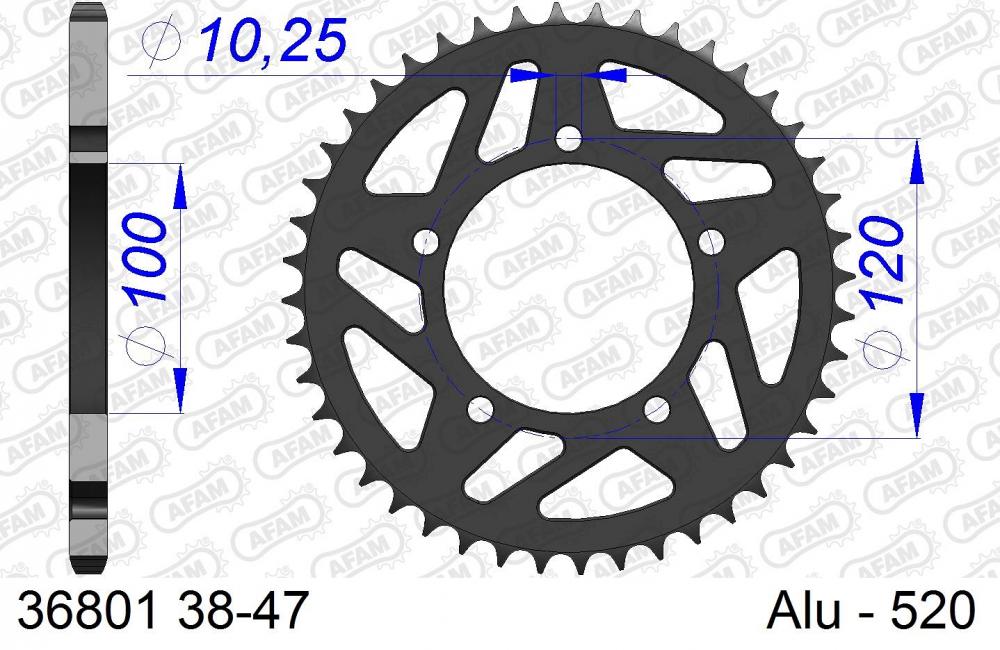 AFAM Racing Kettenrad Aluminium hinten - 520 - 36801