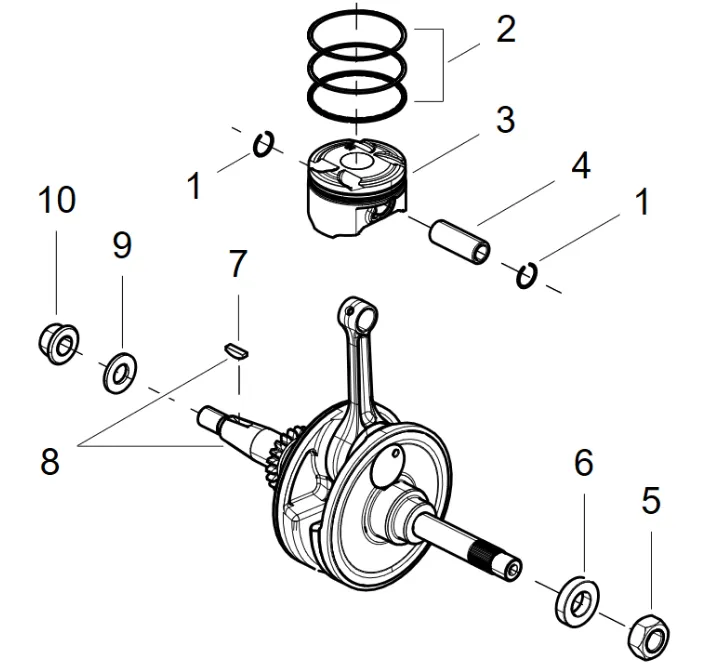 Kolben, Pleuelstange, Kurbelwelle Kolben, Pleuelstange, Kurbelwelle