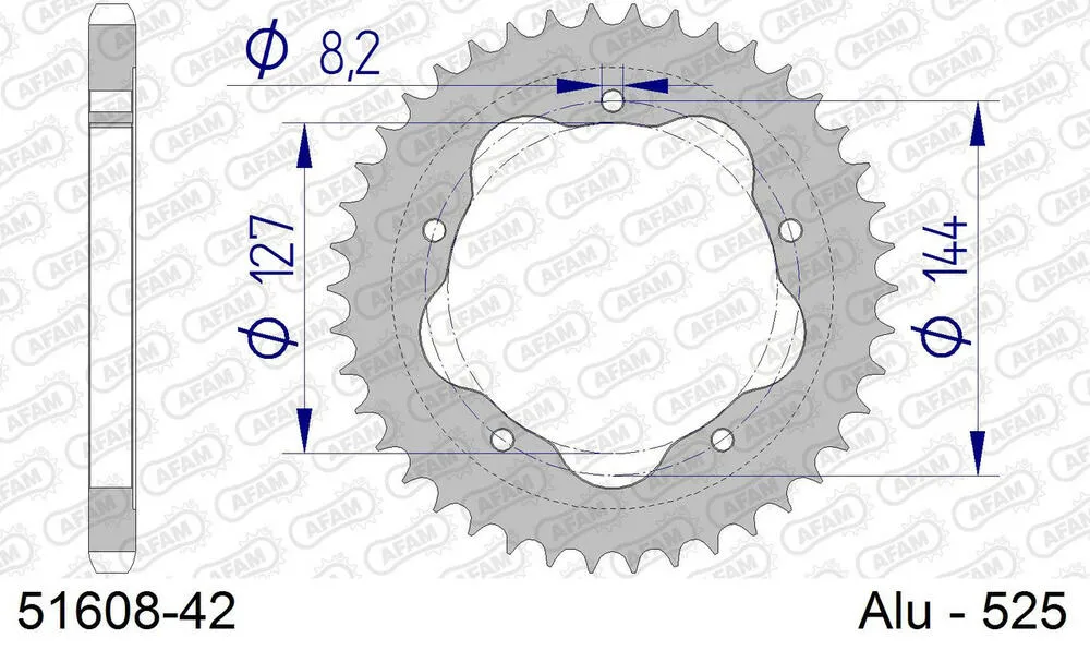 51608-42 AFAM Kettensatz Aluminium 525 XSR2-G 15x42 - Ducati 848 Streetfighter 2011-15 - 05183403