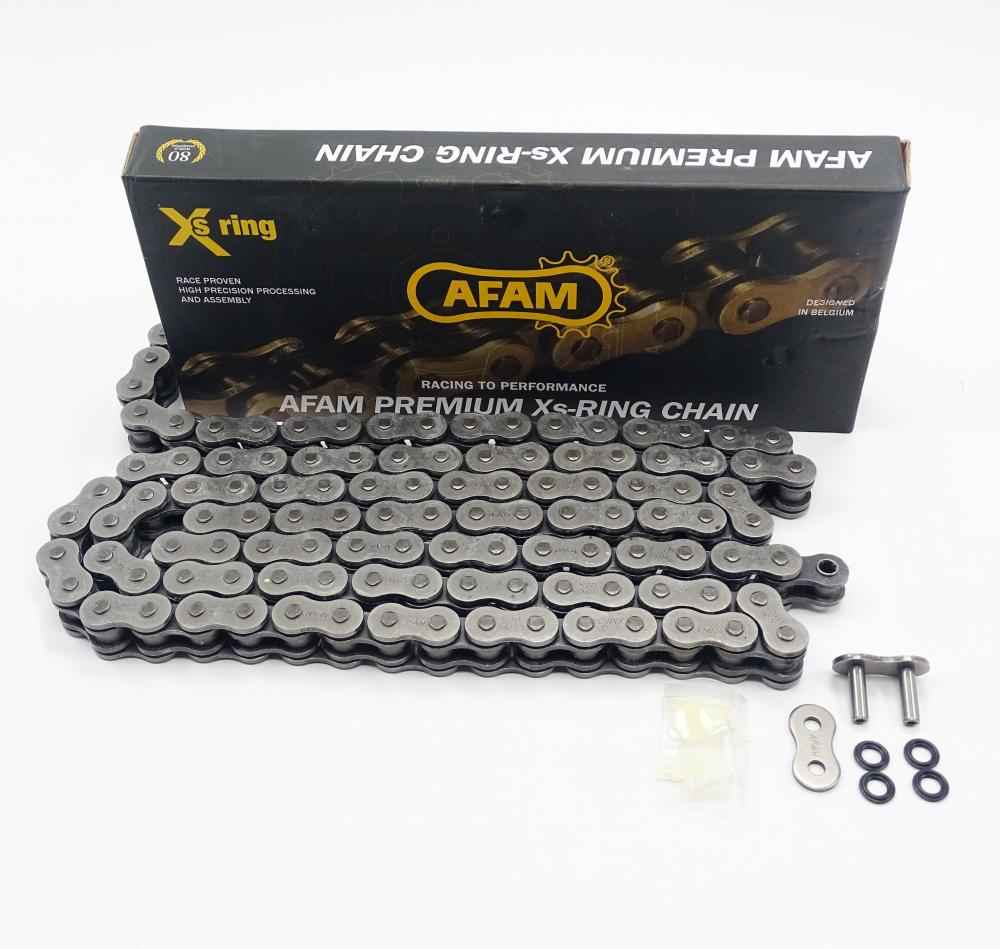 AFAM_XMR3_Kette_520_XS_Ring_Stahl_Gesamt_Bild AFAM XMR3 Kette 520 XS-Ring Stahl - 120 Glieder - Nietschloß - Straße