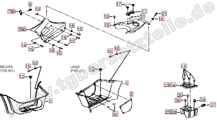 Fussstützen und Tankabdeckung