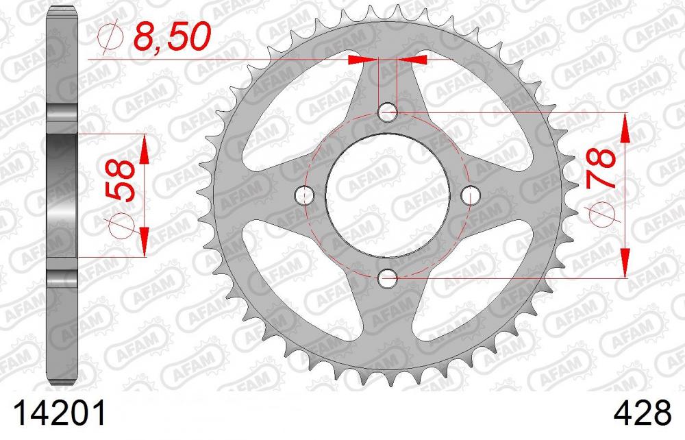 AFAM Kettenrad Stahl hinten - 428 - 14201