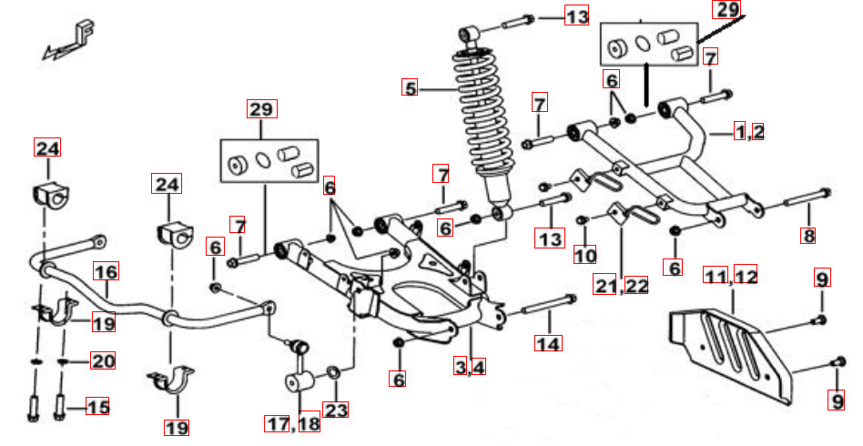 Federbein hinten,gelb