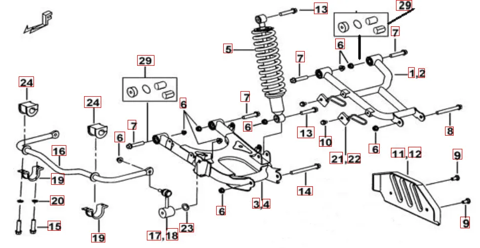 Federbein hinten,gelb Federbein hinten,gelb