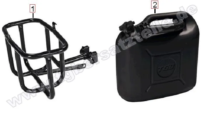 Benzinkanister und Halter Benzinkanister und Halter