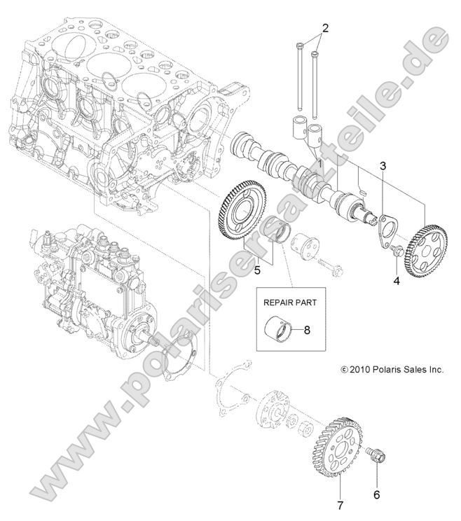 Engine, Camshaft and Driving Gear