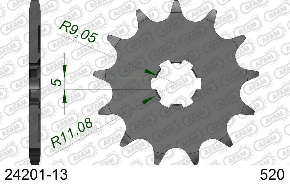 24201-13 AFAM Kettensatz Stahl 520 MR2-G 13x50 - Kawasaki KX 125 2004-08 - 01613805