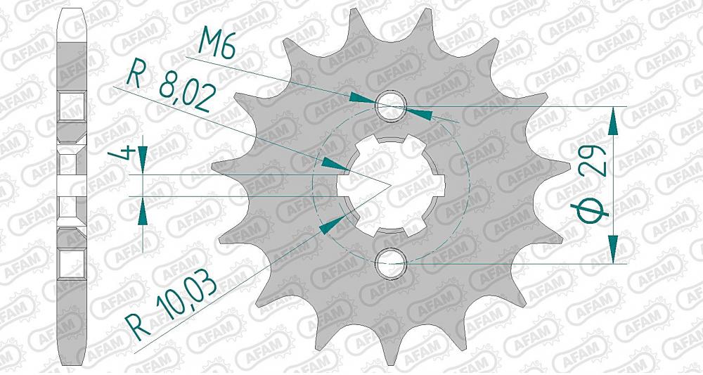 Afam_Ritzel_Vorne_33201 AFAM Kettensatz Stahl 428 R1-G 15x50 - Suzuki TS 125 R 1990-96