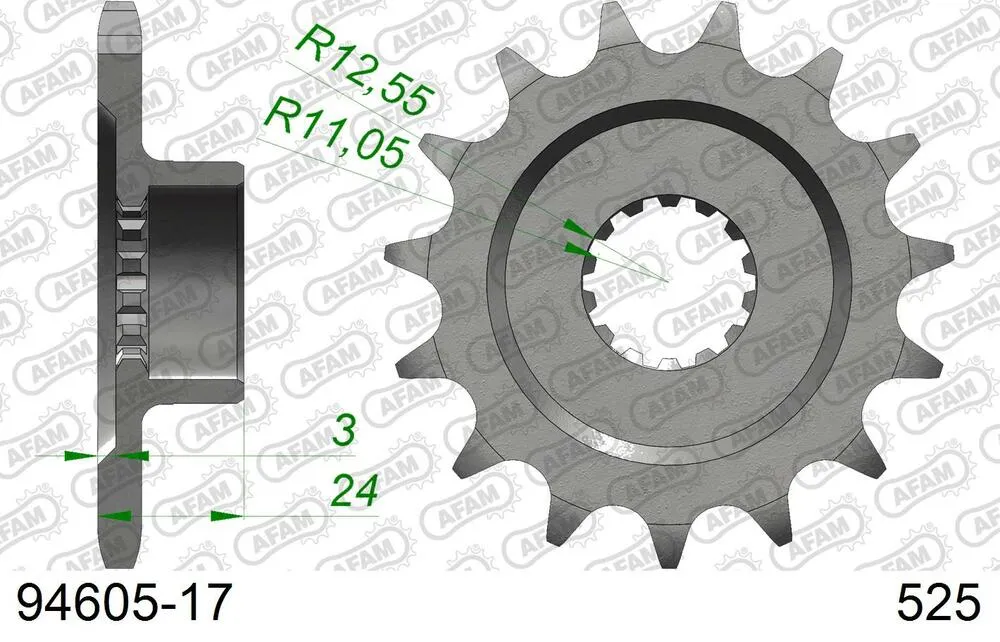94605-17 AFAM Kettensatz Stahl 525 XSR2-G 17x43 - Mv Agusta F3 800 2017-23 - KIT108971