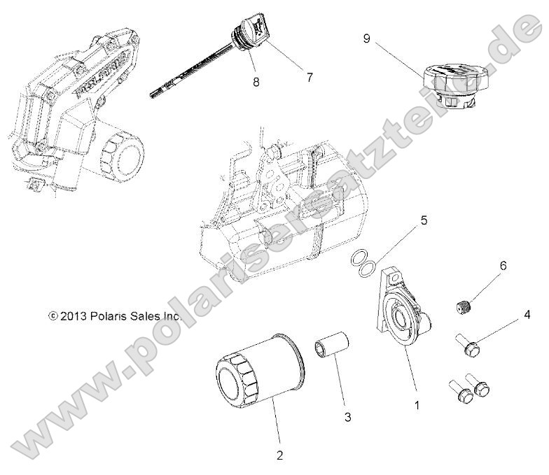 Engine, Oil Filter and Dipstick