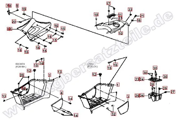 Fussstützen und Tankabdeckung