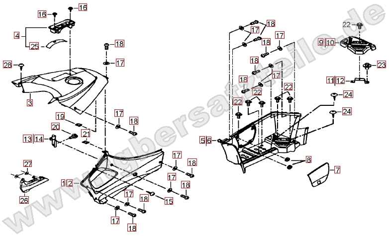Fussstützen und Tankabdeckung