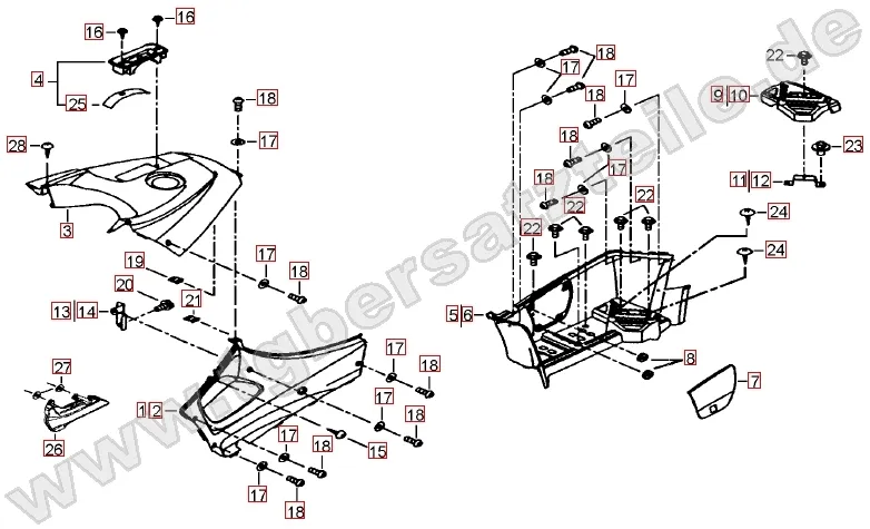 Fussstützen und Tankabdeckung Fussstützen und Tankabdeckung