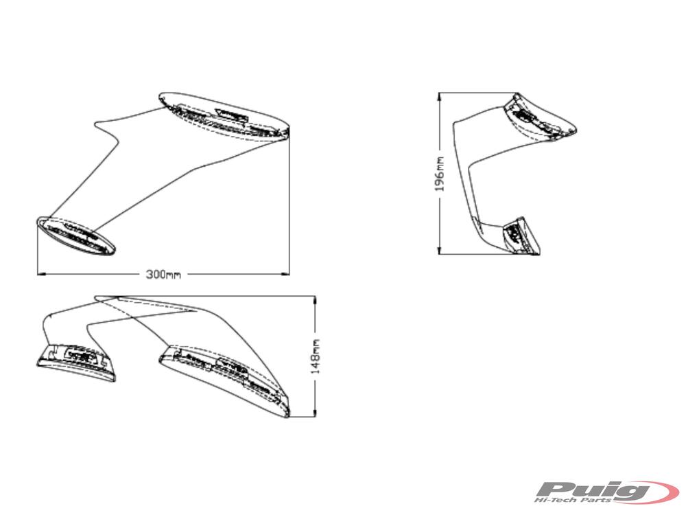 Puig Sport Side Downforce Spoiler - schwarz - Kawasaki ZX10-R /R Ninja 2021-23