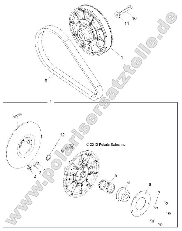 Drive Train, Secondary Clutch (49RGRCLUTCHDVN14CREW) Drive Train, Secondary Clutch (49RGRCLUTCHDVN14CREW)