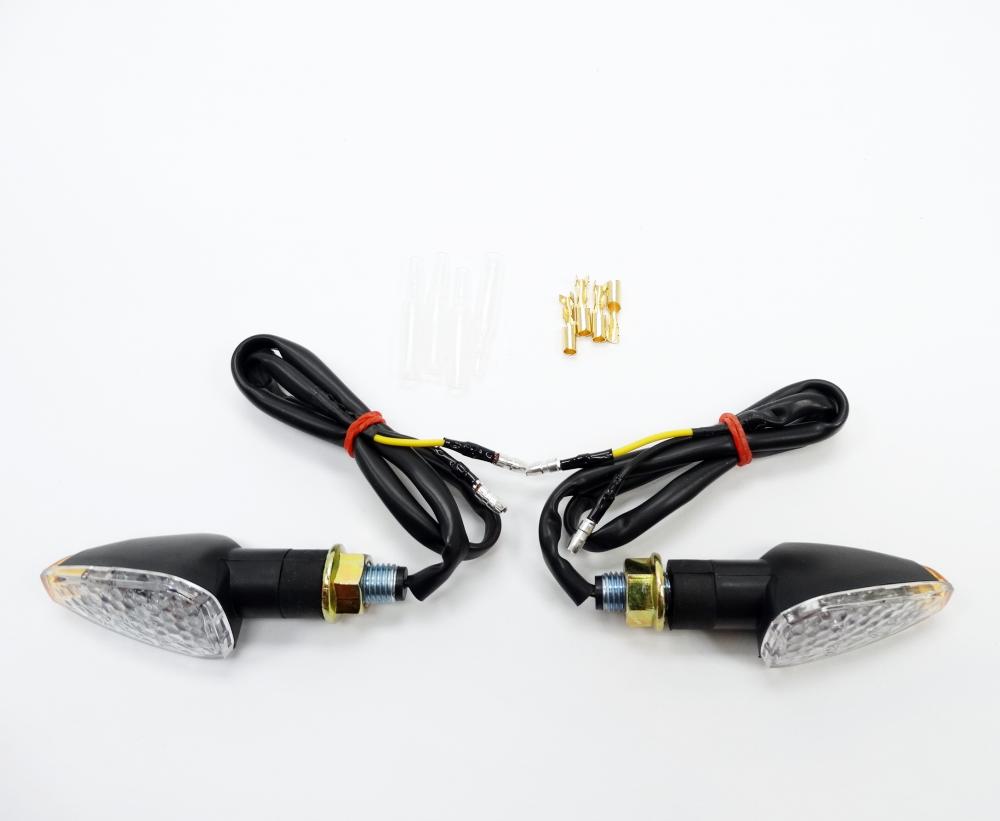 Puig LED Blinker Set Peak kurz, schwarz, Glas klar, ABE, 66x27 mm