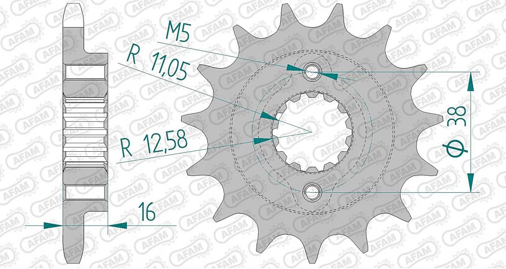 AFAM Kettensatz Stahl 525 XSR2-G 15x37 - Ducati 916 S4 Monster 2001-03