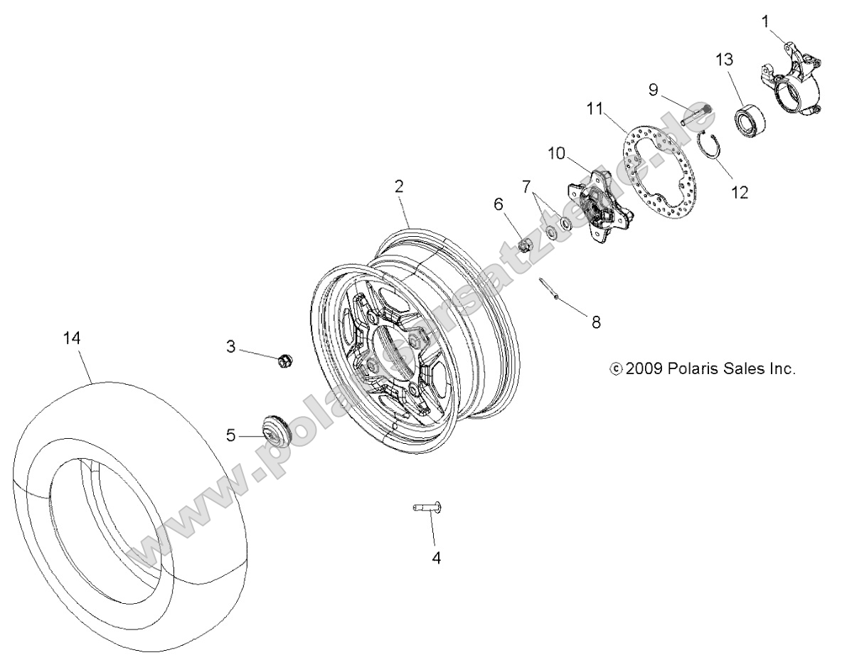 Wheels, Front and Hub (49ATVWHEELFRT10SPXP550) Wheels, Front and Hub (49ATVWHEELFRT10SPXP550)