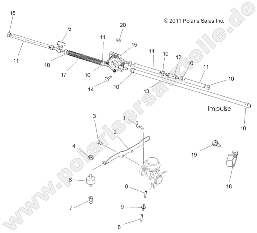 ENGINE, CARBURETOR MOUNTING and FUEL LINES
