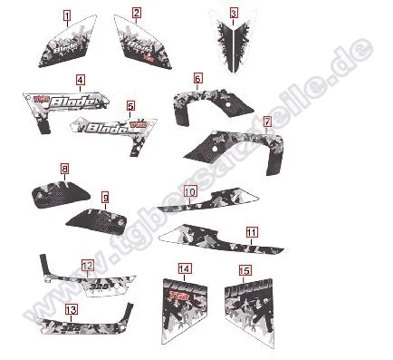 Aufkleber 2 für oranges Fahrzeug