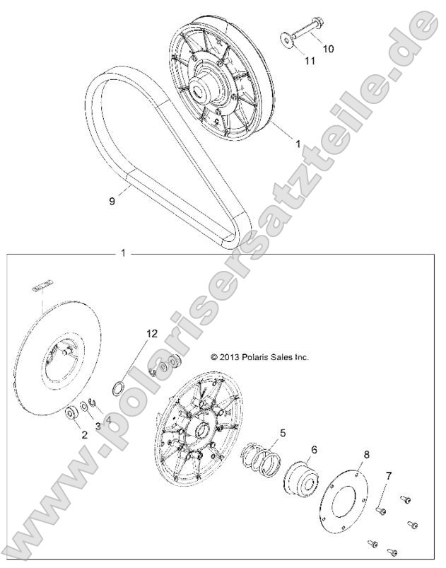 Drive Train, Secondary Clutch (49RGRCLUTCHDVN14CREW)